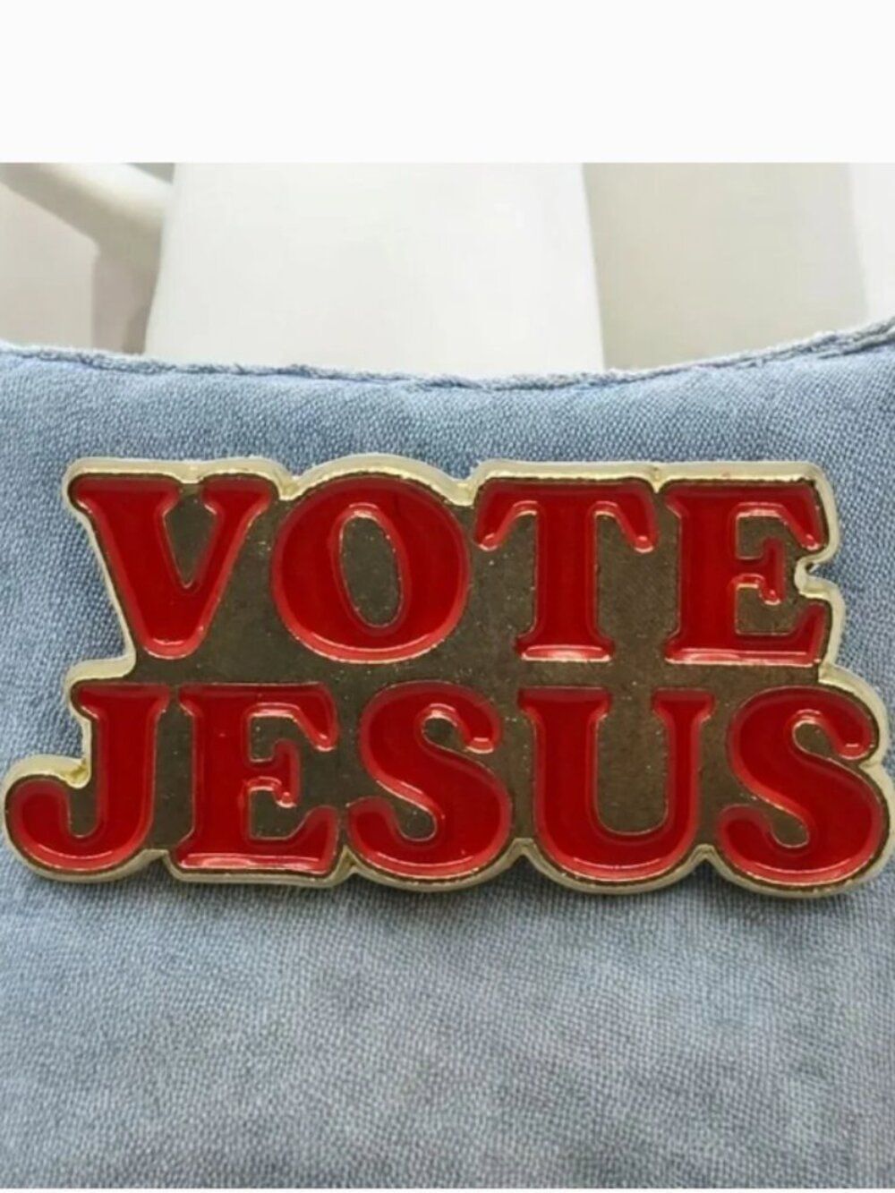Vote Jesus Enamel Pin Christian Faith Lapel Hat Backpack Brooch NWT